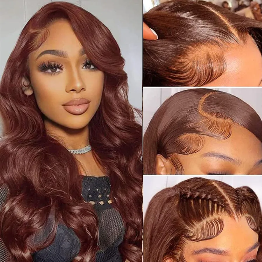 13x4 Chocolate Brown Body Wave Lace Front Wig Human Hair 180% HD Lace Wig 4x4 Human Hair Preplucked Colored Human Hair Wigs Remy