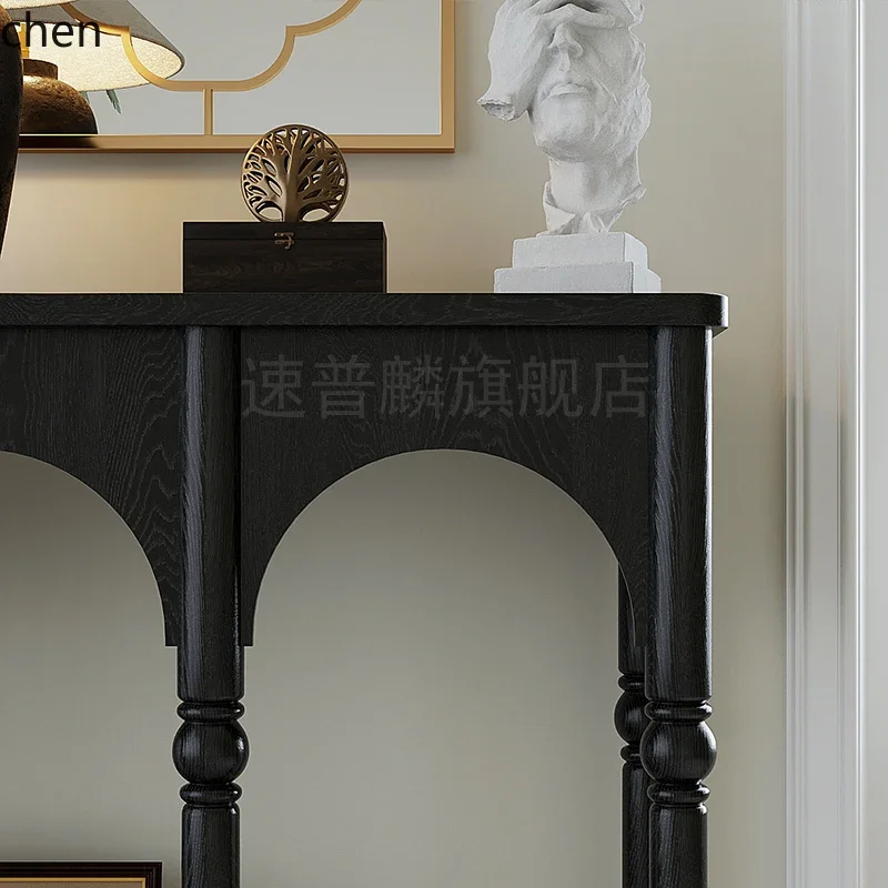 HT entrance cabinet Solid wood living room entry table Simple wall floor storage table Entrance rack