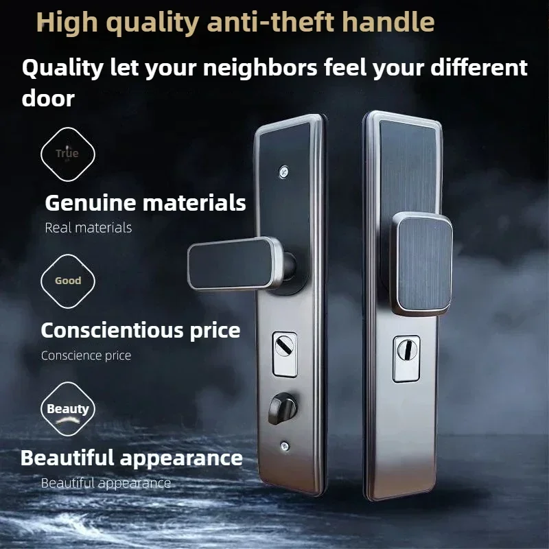 

New 2026 General-purpose Alloy Household Handle, Door Handle Lock Thickened Panel Space Aluminum Material Three Lock Tongues