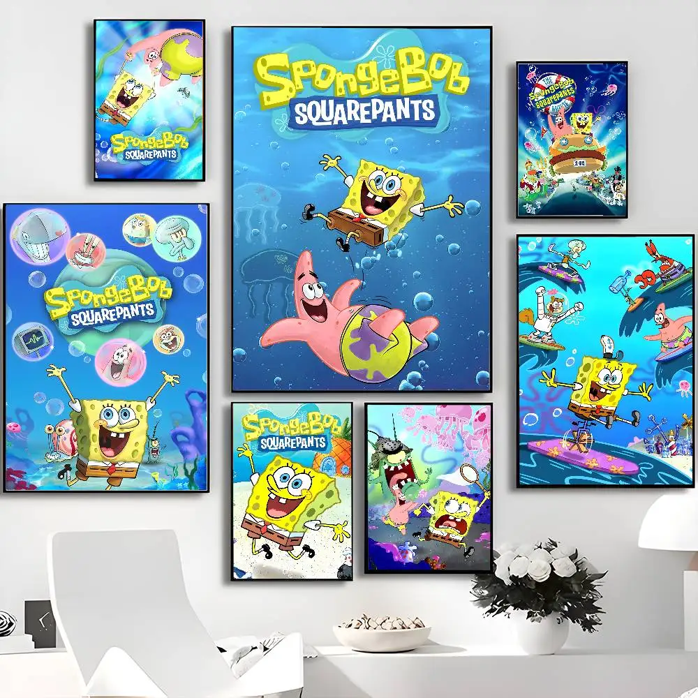 S-Spongebobs DIY Sticky Poster Fancy Wall Sticker for Living