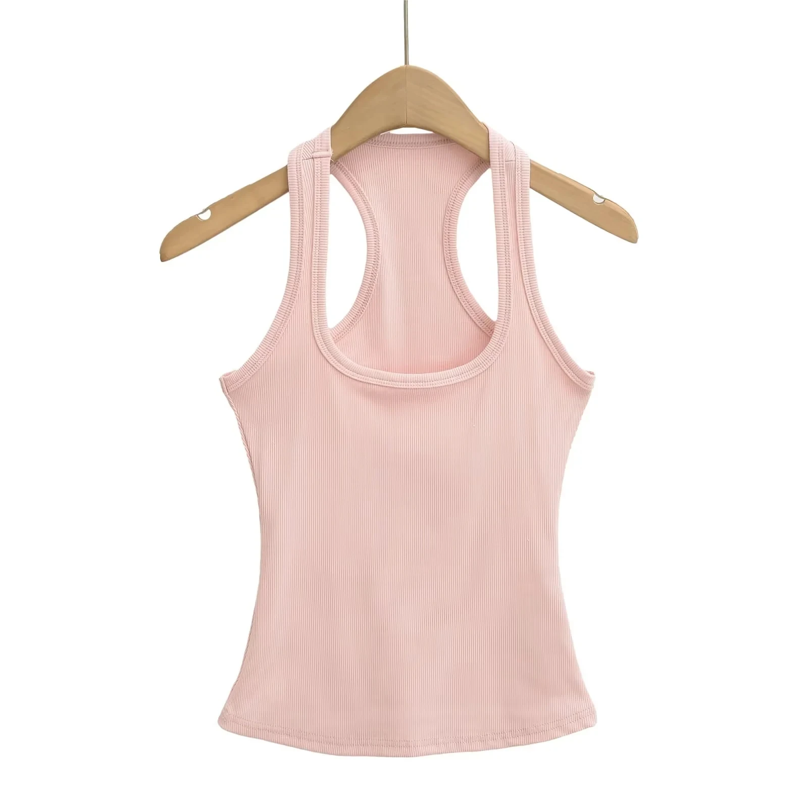 セクシーなアメリカンガールバックレスストラップベスト女性夏のアウトドアウェアタイトショートノースリーブスポーツトップUネックラインスリムフィットスタイル