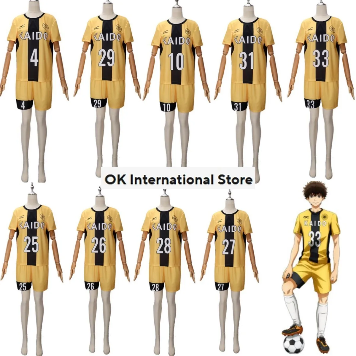 Traje de Cosplay de Anime Ao Ashi Aoi Ashito Yuma Motoki, Camiseta deportiva de fútbol, camiseta de gimnasia japonesa