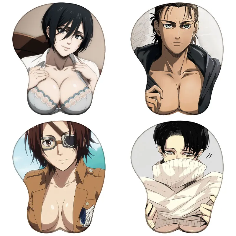 

Anime on Titan 3D Silicone Mousepad Attack Mikasa Eren Levi Hange Annie Wrist Support Mouse Pad Hentai Sexy Wrist Rest Mouse Mat