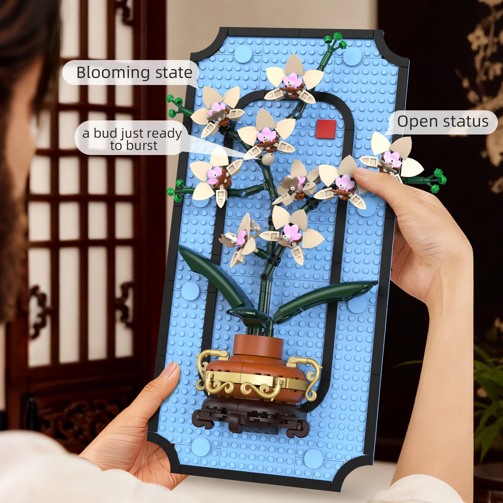 531PCS Phalaenopsis orchidee woondecoratie ornament DIY model montage speelgoed bouwstenen bloem set voor meisjesvakanties