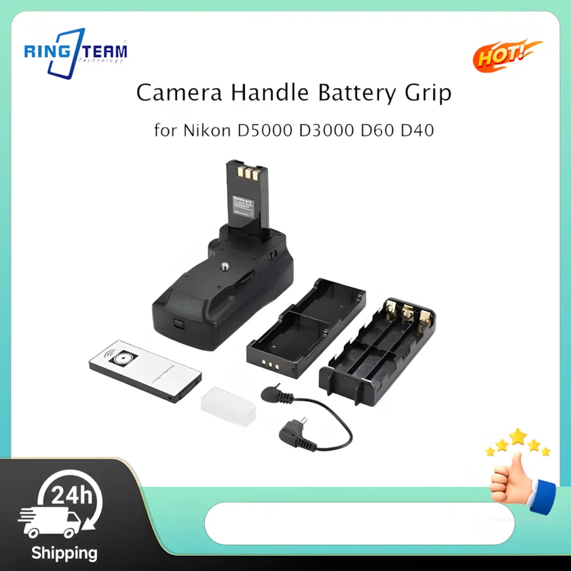 

MB-D500H Vertical Battery Grip for Nikon D40 D5000 D60 D3000 DSLR Camera with EN-EL9E Battery Extended Shooting Time