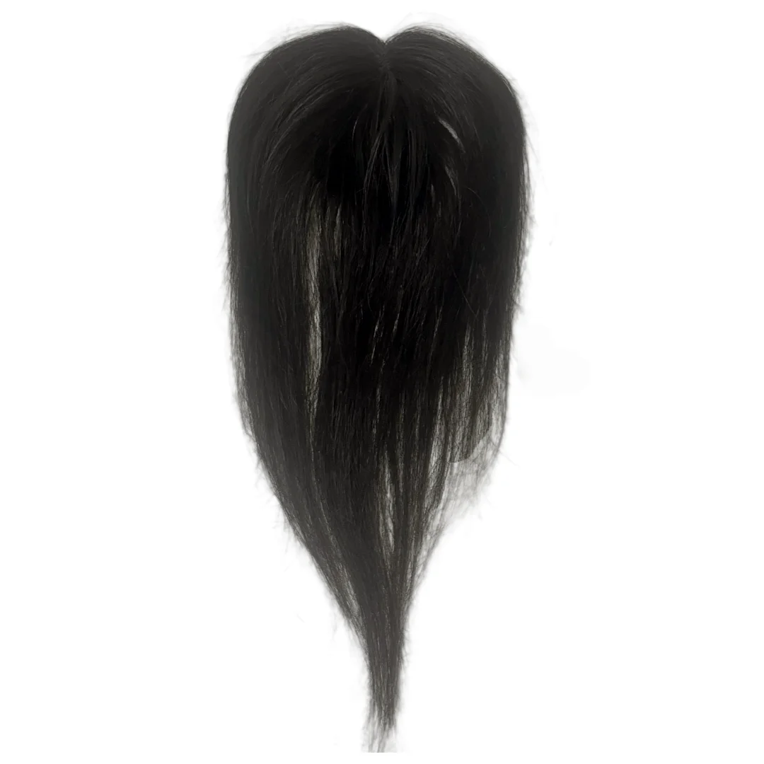 Pita Rambut Palsu Tanpa Klip, Perekat Hook and Loop, Penutup Rambut untuk Wanita, Cokelat Tua, Upgrade Jahitan Tempel, Tambalan Rambut