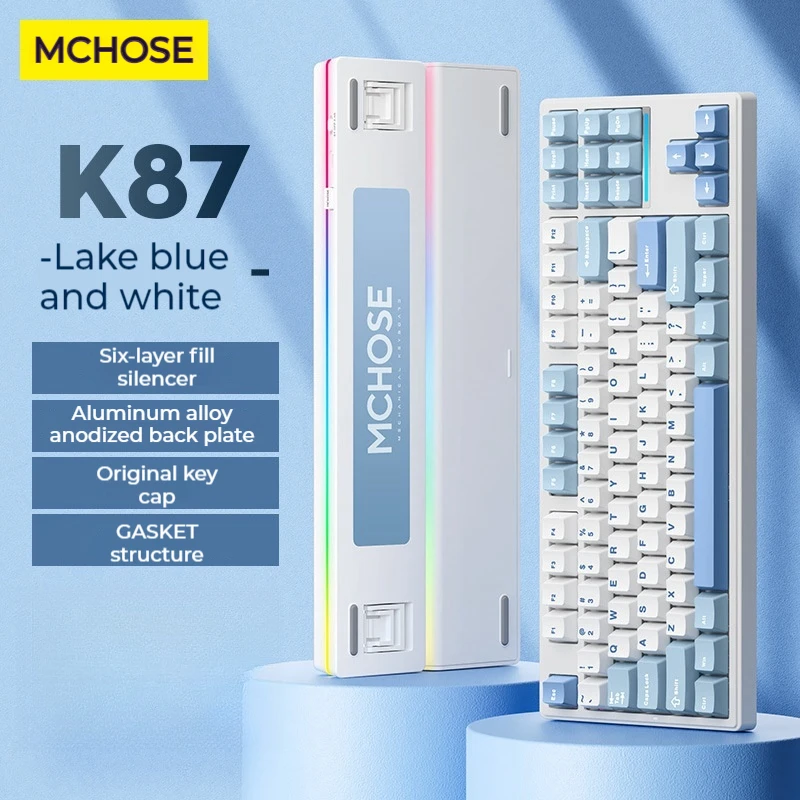 Toetsenbord Koos K87 Aangepaste Bluetooth/Draadloze/Bedrade Derde Modus Rgb Backlight Lineaire Sleutel Hot Plug Mechanisch Spel Toetsenbord