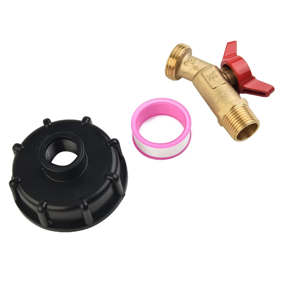 

IBC Tote Water Tank Adapter 2 Free Brass Hose 275-330 Black Copper Faucet Water Gallon PE Material High Quality