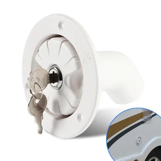

Lockable Round Gravity Water Inlet Cap with Key Lock for RV Boat Camper Trailer Caravan Exterior Hatch Marine Accessories