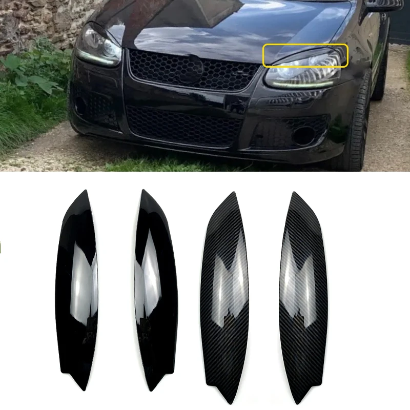 

Для VW GOLF 5 MK5 GTI R 05-07, автомобильная фара головного света, внешняя отделка для бровей, аксессуары, черное углеродное волокно
