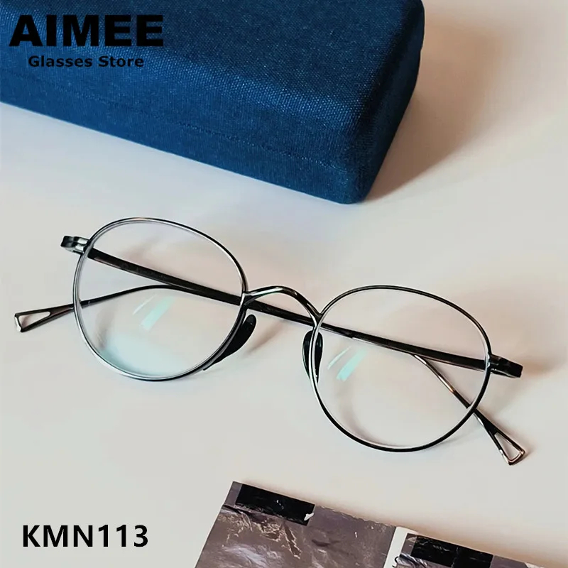 

Japanese Handmade Titanium Ultralight Glasses Frame KMN113 Retro Oval Round Men Women High Quality Designer Eyeglasses Frames