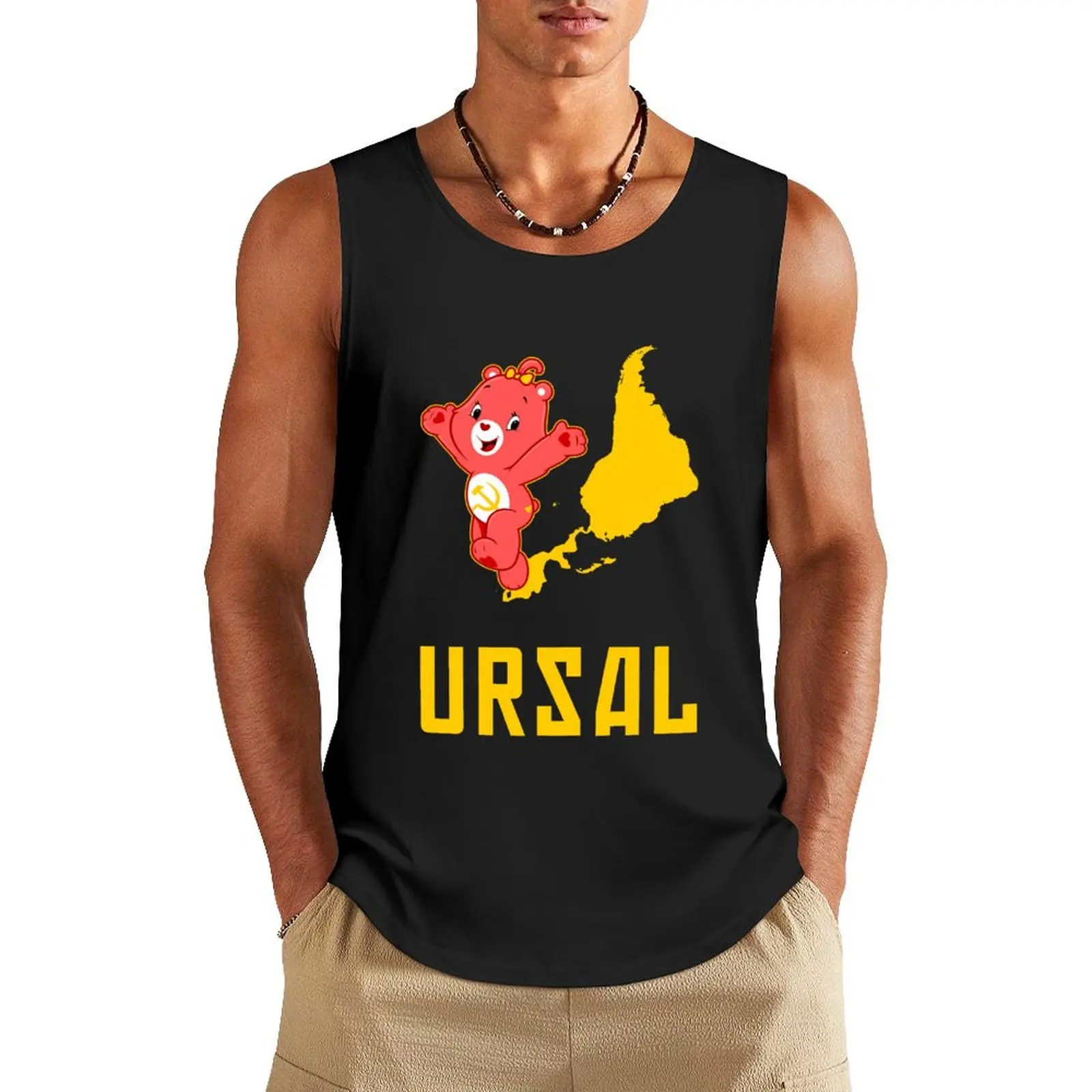 Ursal Cute Social Baby Bear Tank Top T-shirt Men's gym male top T-shirt men