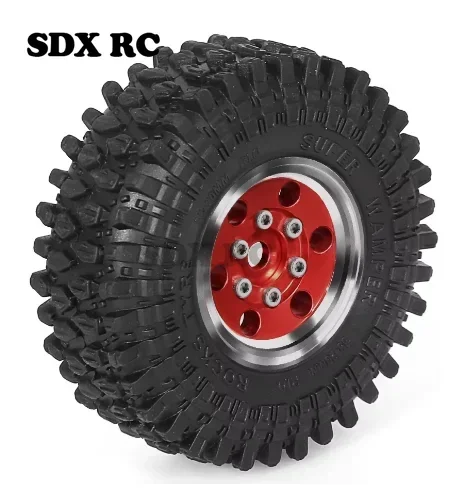 Metal Beadlock Roda Pneu Set, 1/18, 1/24 RC Crawler Car, Peças de atualização, Acessórios, TRX4M, SCX24, AX24, FCX24, 55mm, 1.0 ", 4pcs