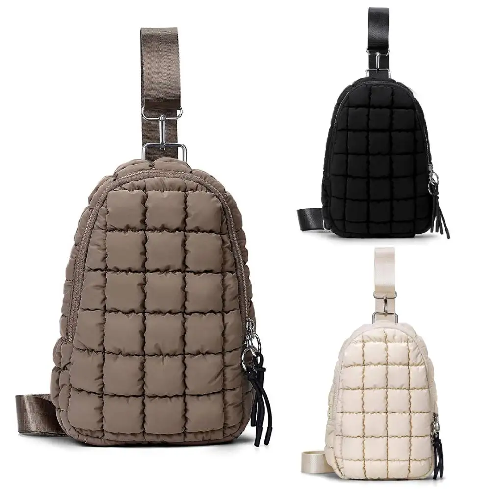 

Puffer Chest Bag Fashion Waist Pack Large Capacity Crossbody Sling Bag Zipper Closure Cloud Satchel Bag Small Backpack