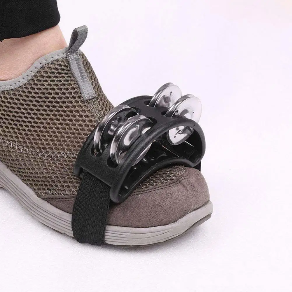 Foot Instrument 2 Pcs Foot Tambourines Set with Adjustable Elastic Bands Steel Jingle Bells Anti-rust Foot for Singing