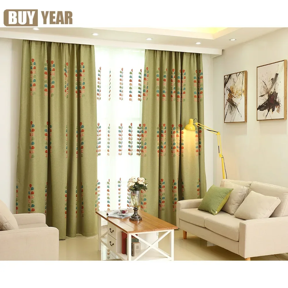 American Country Style Finished Shading Window Curtains for Living Room Bedroom Rural Backdrop Embroidered Cotton Linen Curtain