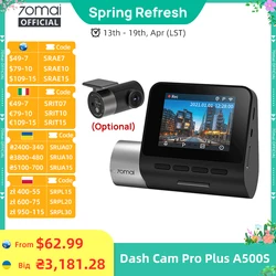 70mai Dash Cam Pro Plus A500S 1944P ADAS GPS Camera 70mai Front Cam A500S 140FOV Car DVR 24H Supporto di parcheggio Cam interna posteriore