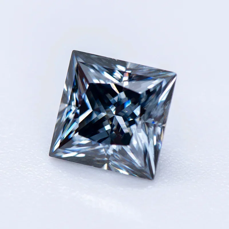 Moissanite Stone Princess Cut Gray Color Lab Grown Diamond For Charms DIY Jewel Making Materials With GRA Certificate