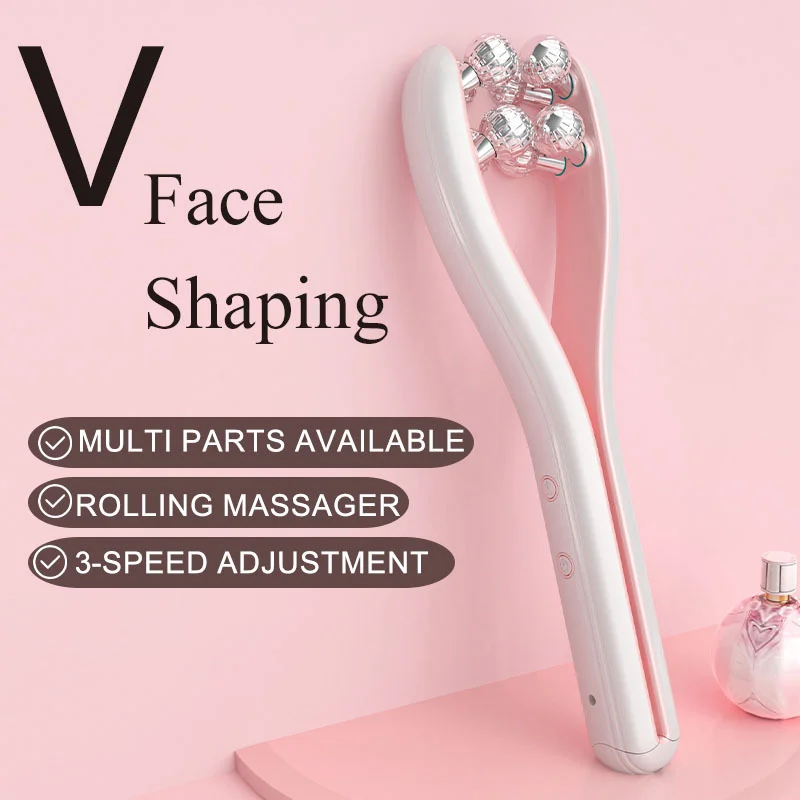 Masseur Facial de beauté V-Face, rouleau à microcourant EMS, artefact amincissant pour raffermir et soulever le visage