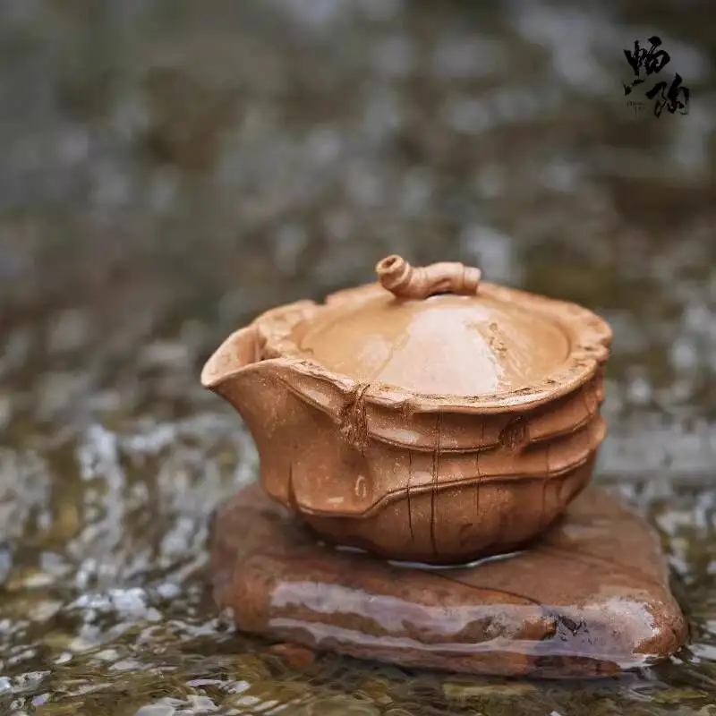 Changtaoyixing Original Mineral Purple Handcrafted Teapot, Tea Set, Old Section Clay Bamboo Joint Fair Pot, 160Cc