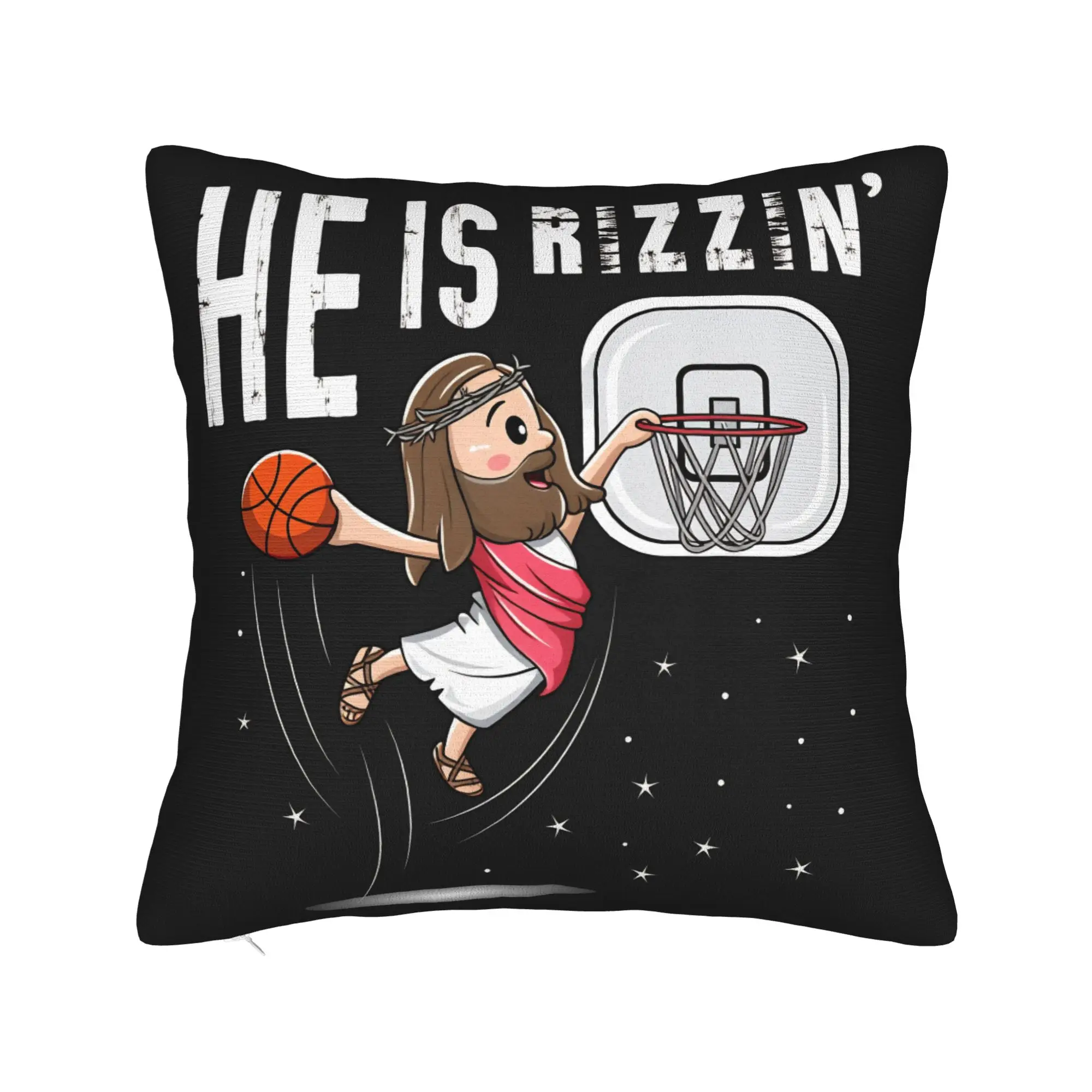 Pillow Case He is Risen Boho Easter Christian Jesus Square  Pillow Cover For Couch Sofa Bedroom Retro Trendy Pillowcases