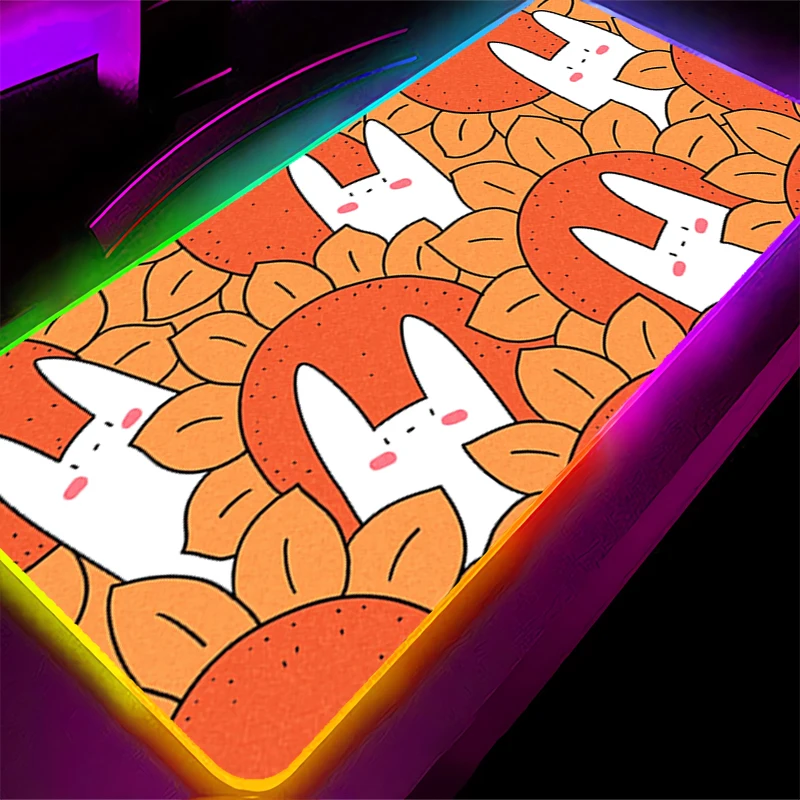 

RGB LED Mouse Pad Rubber Mousepad Pattern Game Pad PC Accessories Desk Mat Non Slip Bunny Rabbit Table Mat Office Keyboard Pad