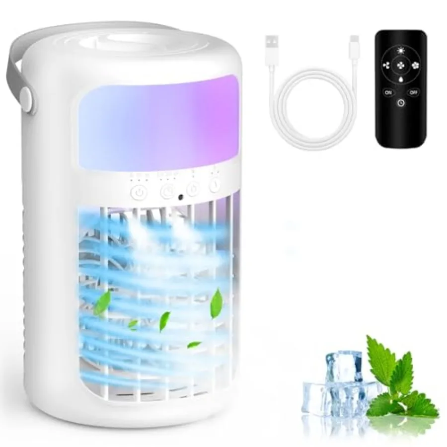 

Portable Air Conditioner, 2026 Upgraded 4-IN-1 Portable Ice Fan with 3 Cooling Speeds and 1500ml Water Tank, 2 Cool Mist Ultra-