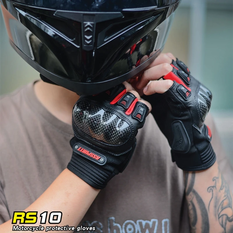 

RS10 Summer Short Finger Protective Gloves Road Motorcycle Universal Wearable Touchscreen Breathable Goatskin Gloves