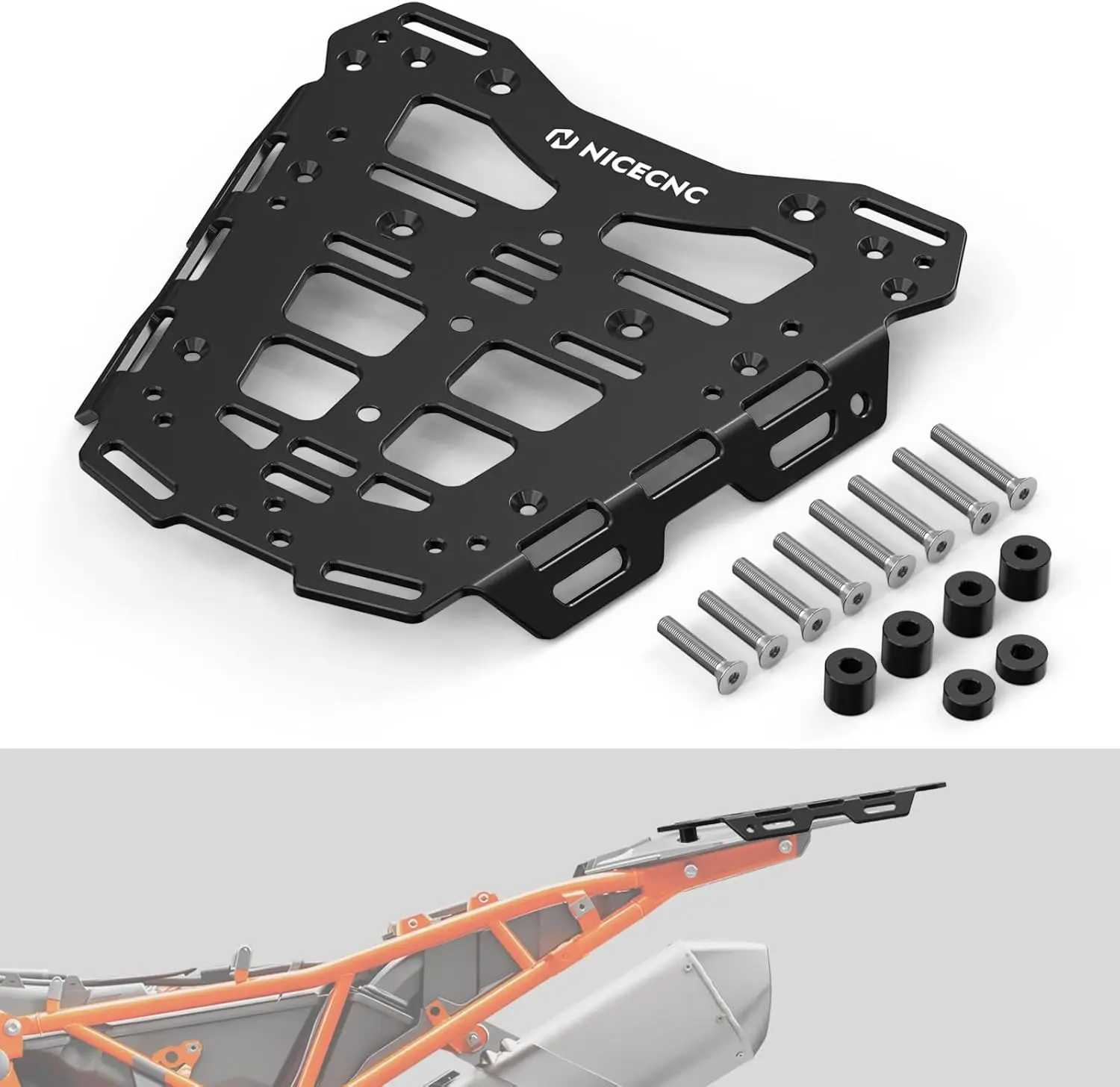 Motorcycle Rear Luggage Rack Kit Back Luggage Rack Compatible with 790 Adventure 2019-2024, 890 Adventure 2020-2024, Black