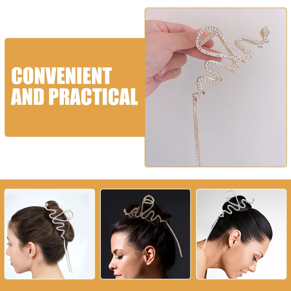 

2 шт., большие металлические зажимы для волос в виде змеи, цепочка с кисточками, декоративный нескользящий стильный аксессуар, зажим в виде змеиных когтей, заколка для волос для женщин