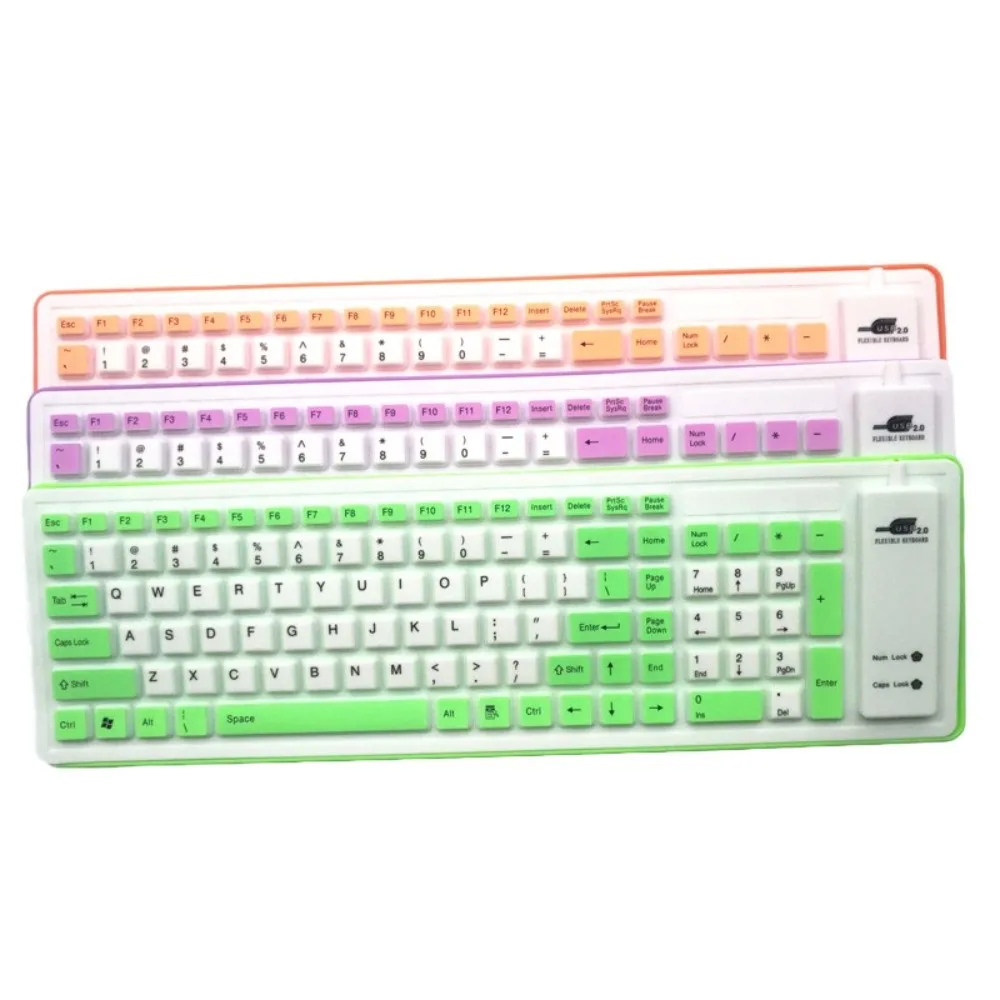

Industrial Design Soft Silicone Flexible Keyboard 103 Keys Foldable USB Keyboard Waterproof Dustproof Wired Keyboard Office Use