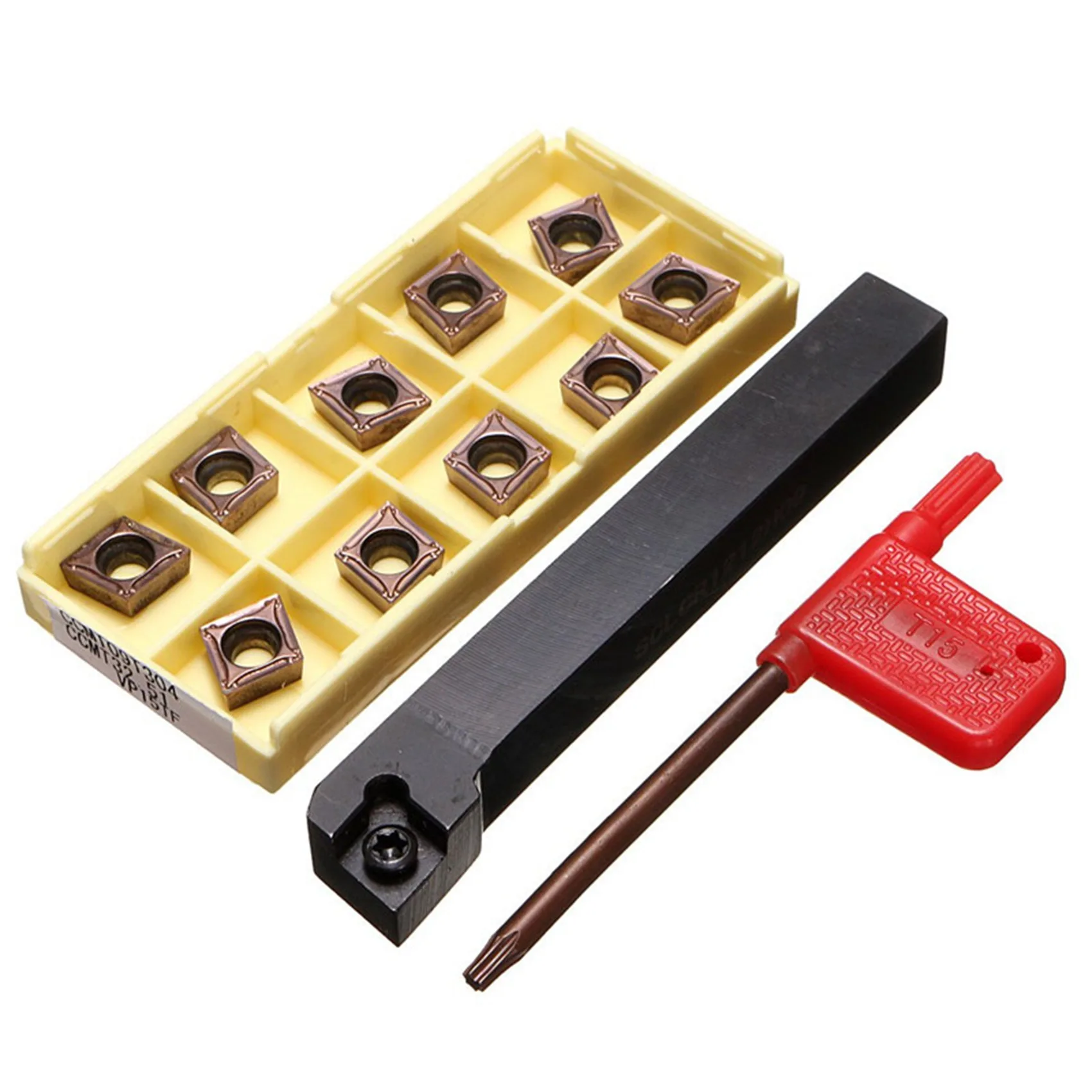 A02M-3X SCLCR1212H09 Holder Lathe Tool Cutter With 10Pcs CCMT09T304-PM Blades Insert CNC 100Mm