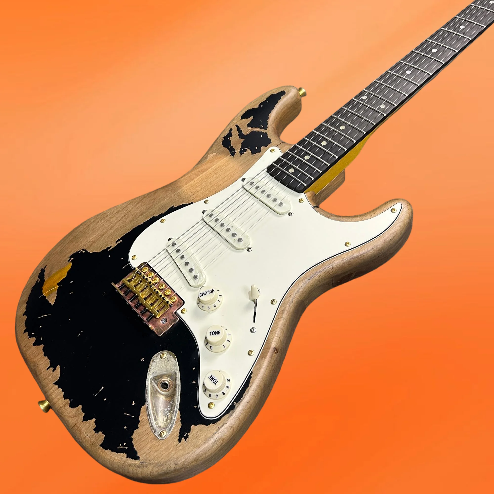 2026 hot new Good Timbre High Quality Brown White Retro Rosewood Fingerboard Alder Wood Body Guitar
