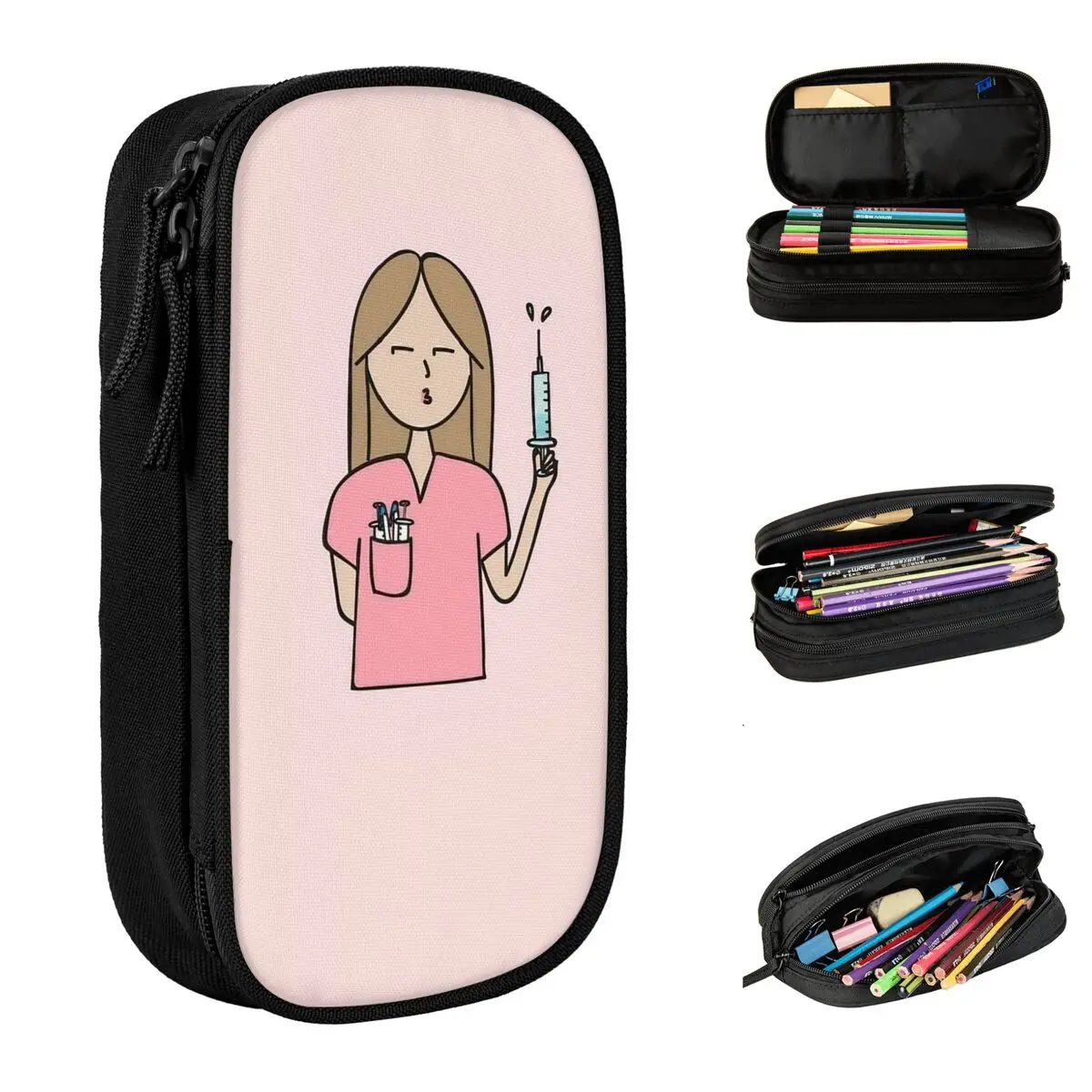 Creative Doctor Nurse Enfermera En Apuros Pencil Case Pencil Pouch Pen Holder for Girls Boys Large Bags Students School Gifts