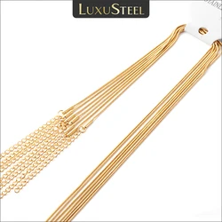 LUXUSTEEL 10Pcs/Lots 45CM+5CM Snake Chains Necklace Women Men Stainless Steel No Fade Golden Color 1/2mm Jewelry Accessorie