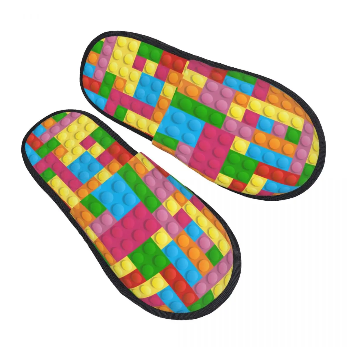 Colorful Building Plastic Brick Toy Blocks Patterns Guest Slippers for Spa Women Custom Print House Slipper