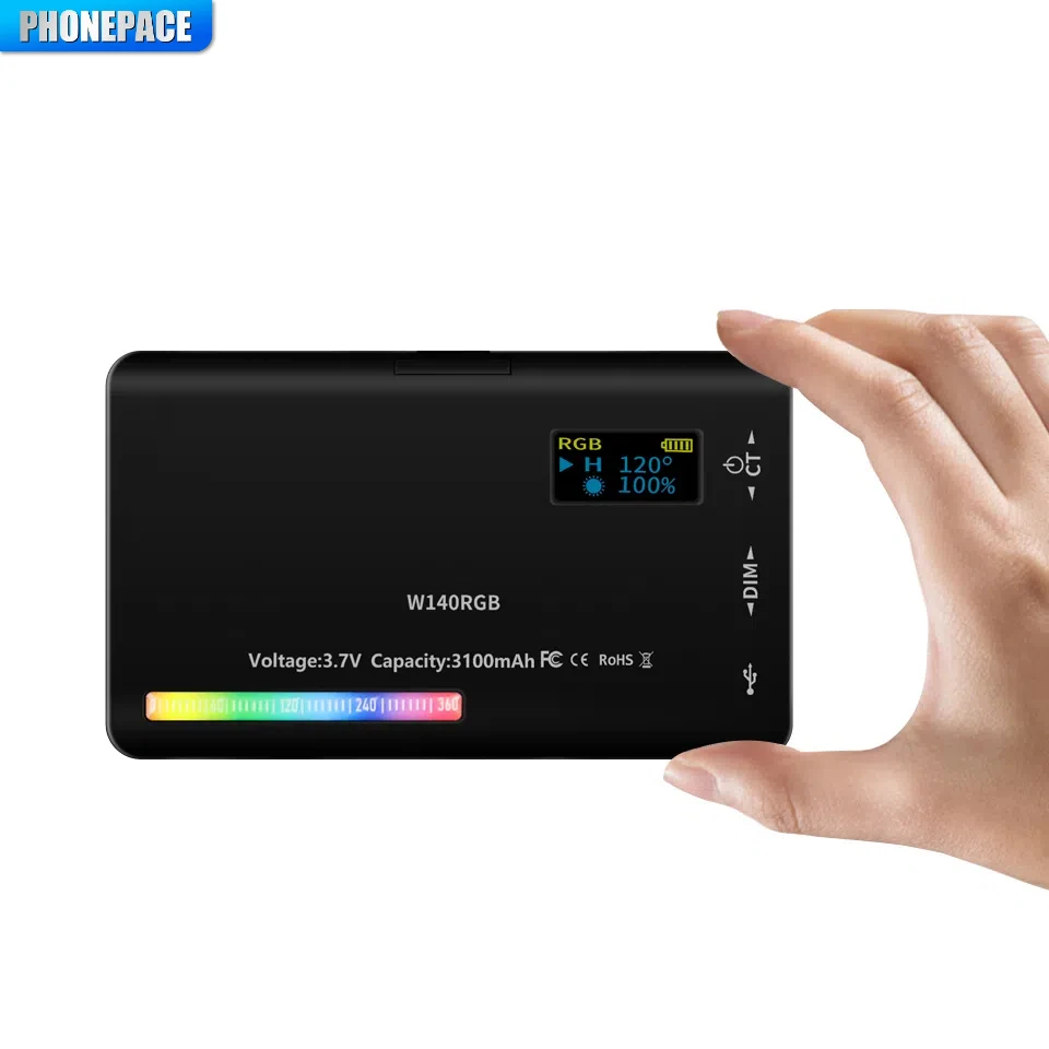 LED RGB Camera Light Full Color Output Video Light Kit Dimmable 2500K-9000K Bi-Color Panel Light CRI 95+ Rechargeable 3300mAh