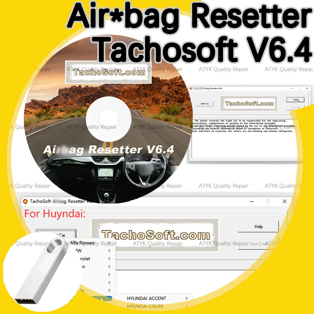 

6.4 Tachosoft Air-bag Resetter inspection tool Automobile Maintenance air-bag resetter 6.4 Repair equipment obd2 scanner Program