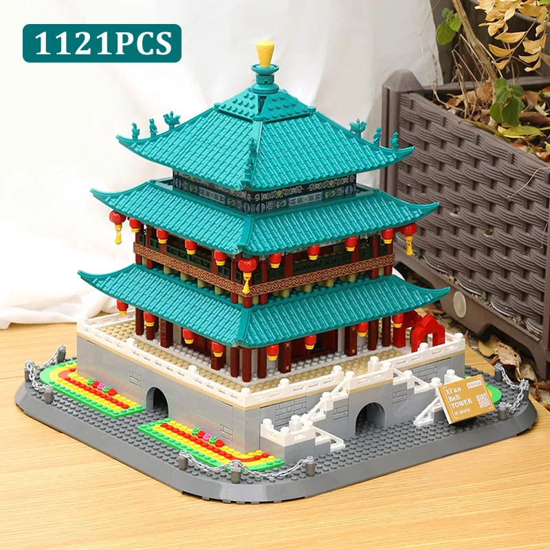 

Chinese Famous Architecture Xi'an Bell Tower Model Building Blocks City Ancients House Assemble Bricks MOC Toys Kids Adult Gifts