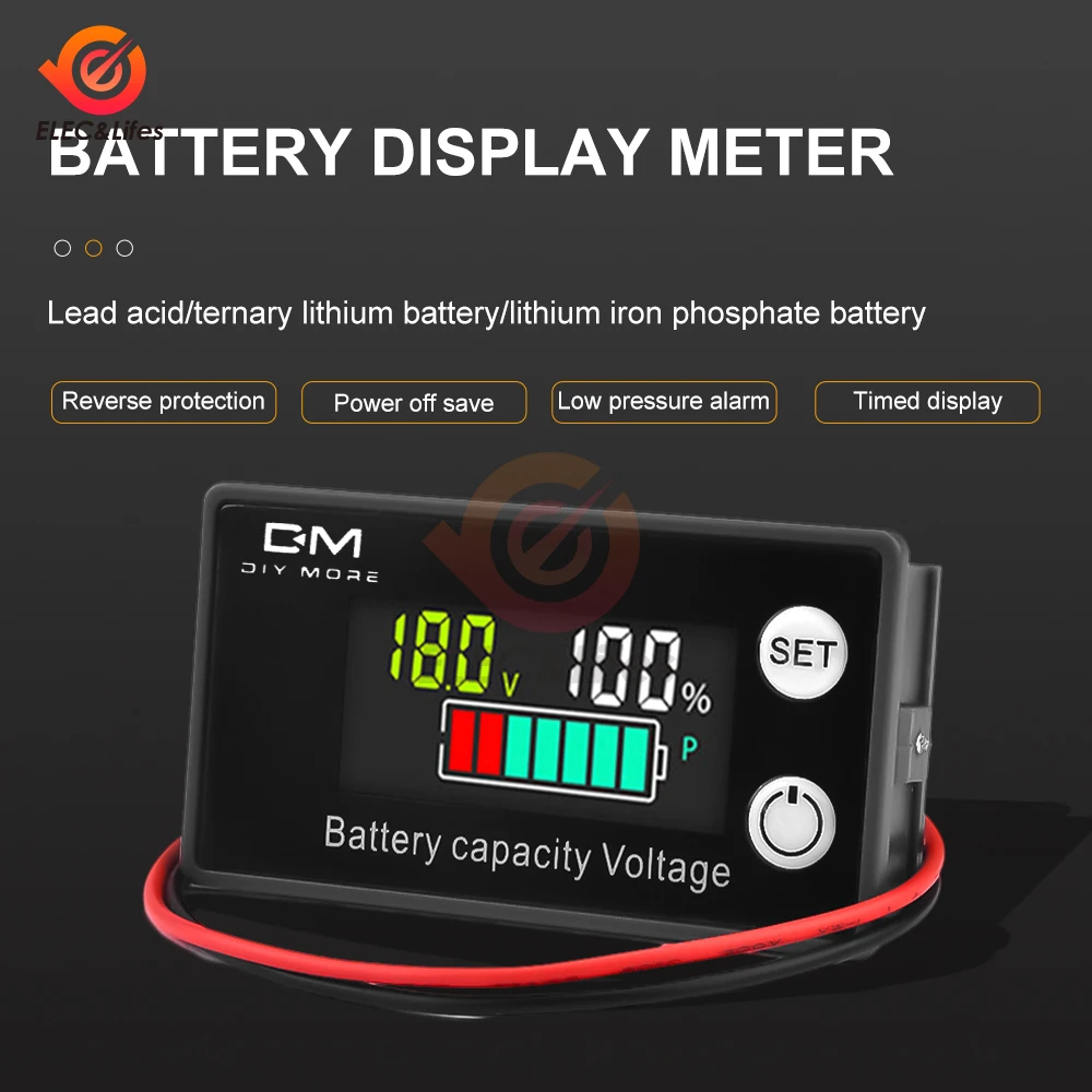 DC Battery Voltmeter DC 8V-100V 6133A LCD Battery Capacity Indicator Power Meter Lithium LiFePO4 lead-acid cell 12V 24V 48V