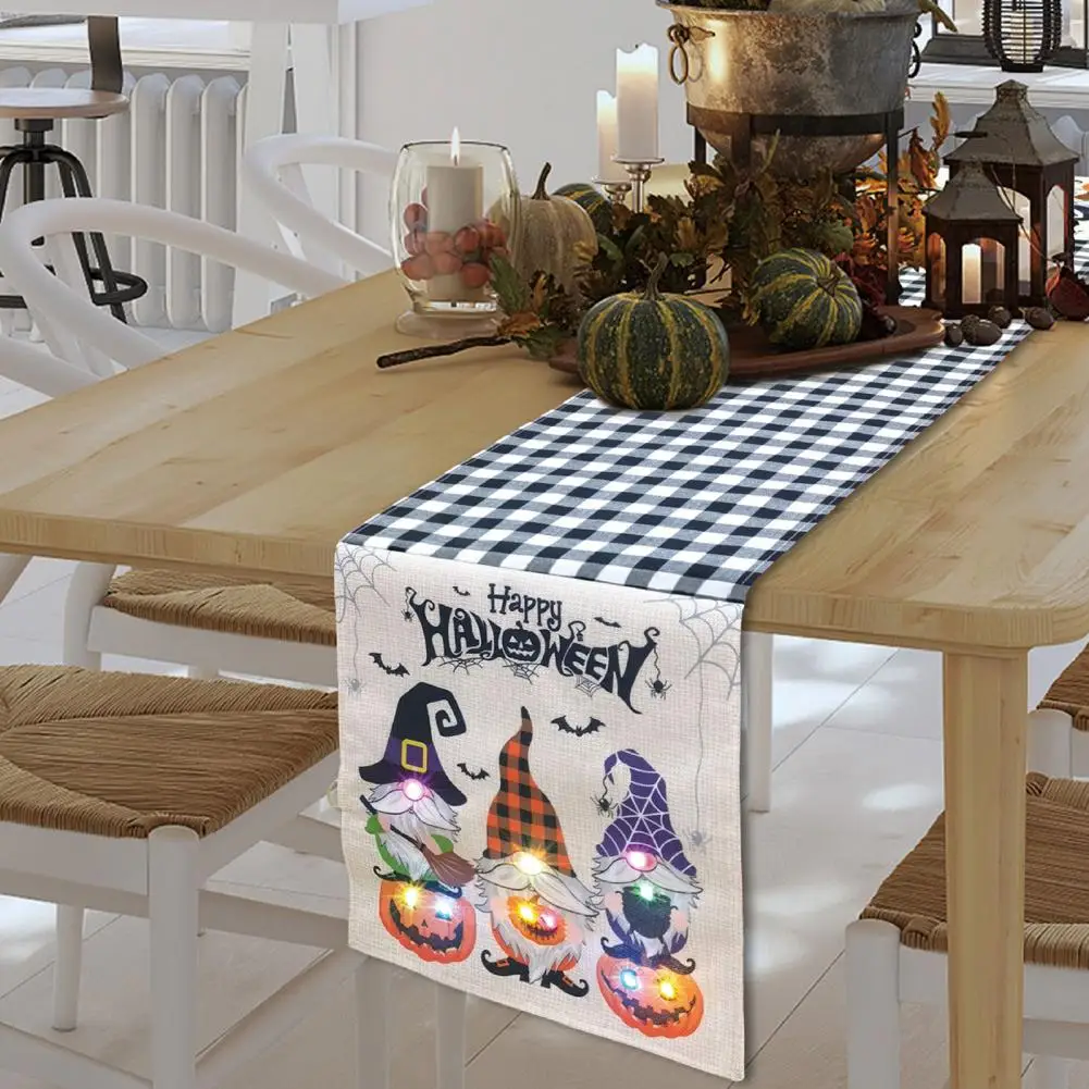 Long-lasting Table Decoration Festive Holiday Table Runners Pumpkin Gnome Spider Web Plaid Merry Christmas Snowflake for Kitchen