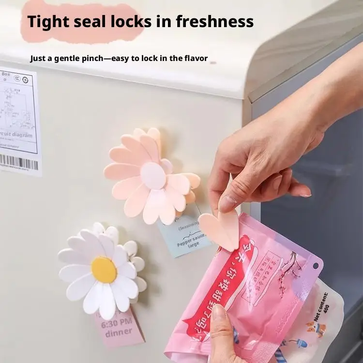 2-in-1 Magnetic Fridge Magnets Flower Type Sealing Clips for Food Storage Multifunctional Bag Clips Kitchen Accessories - view 2