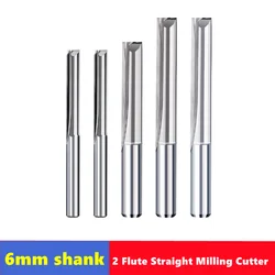 10pcs Carbide End Mill  6mm Shank 2 Flute Straight Slot Milling Cutter MDF Plastic Wood Cutter CNC Machine Router Bit