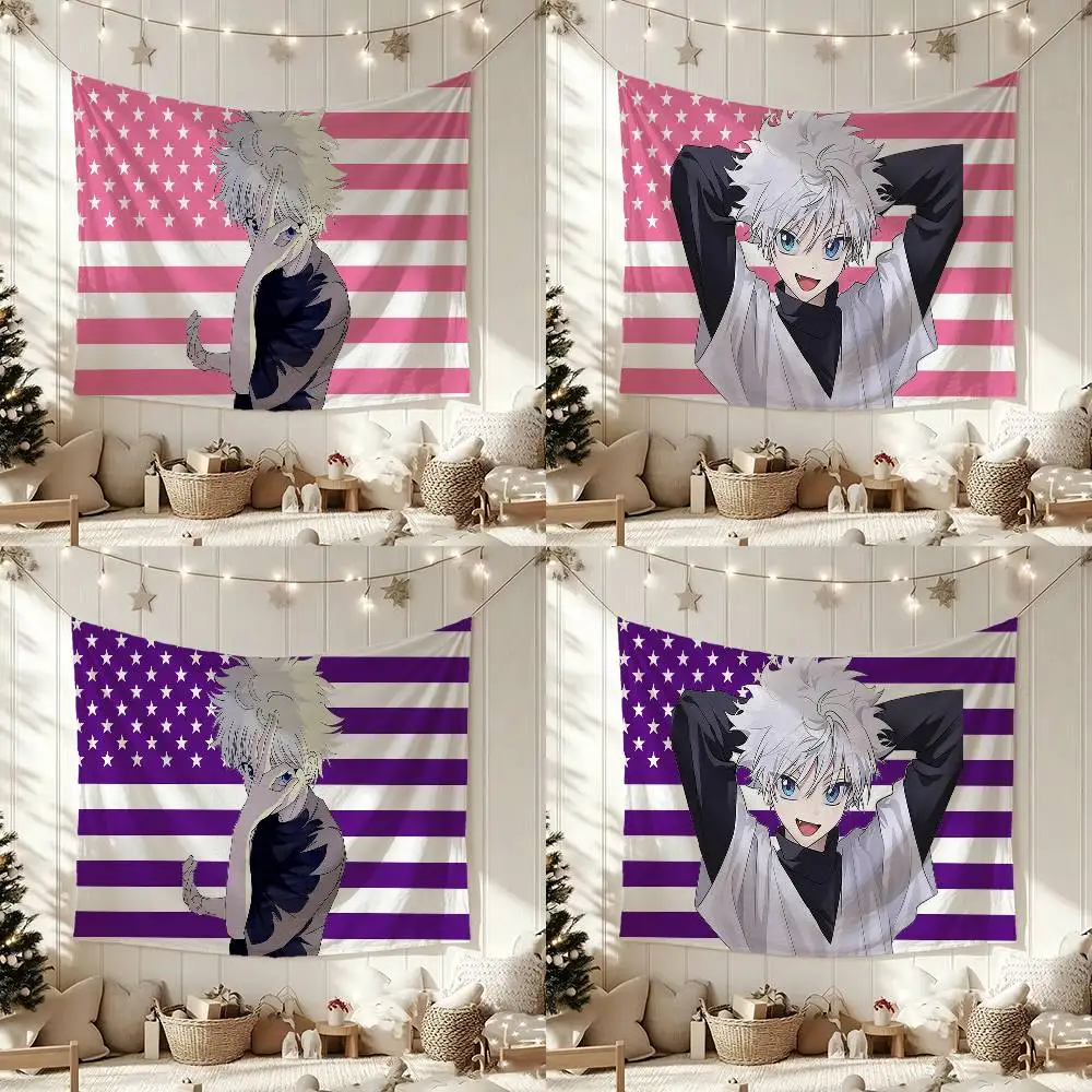 K-Killua Z-Xoldyck Anime HXH Flag Digital Printing Banner for Garage Wall Out Door Decoration