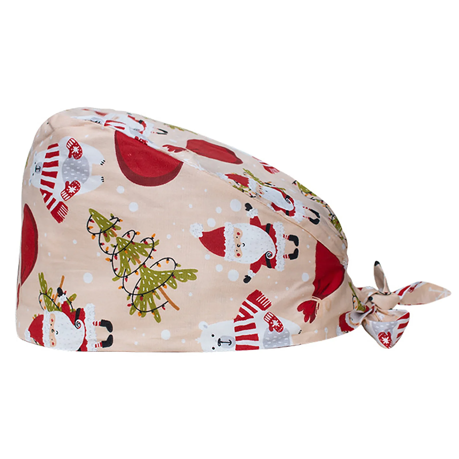 Chapéus com estampa de elementos de Natal, boné cirúrgico, chapéus de enfermeira com faixa de suor ajustável, chapéu respirável para mulheres e homens