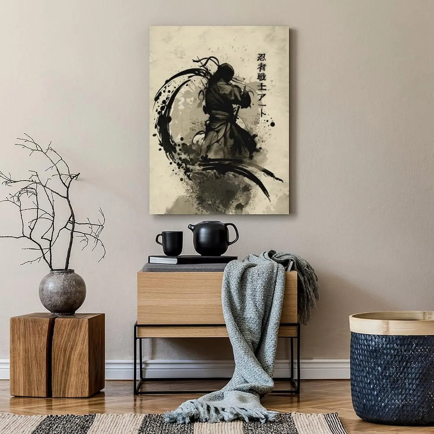 Japanese Warrior Bushido Armored Samurai Poster Art Print Canvas Picture Room Decor Unframed