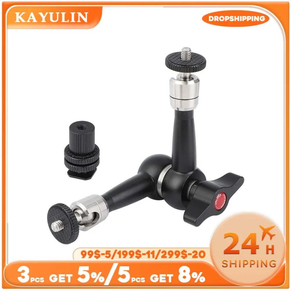 Kayulin Articulated Magic Arm With Double 1/4 inch Thread Screw Mounts For Extending DSLR Camera Accessories quality goods