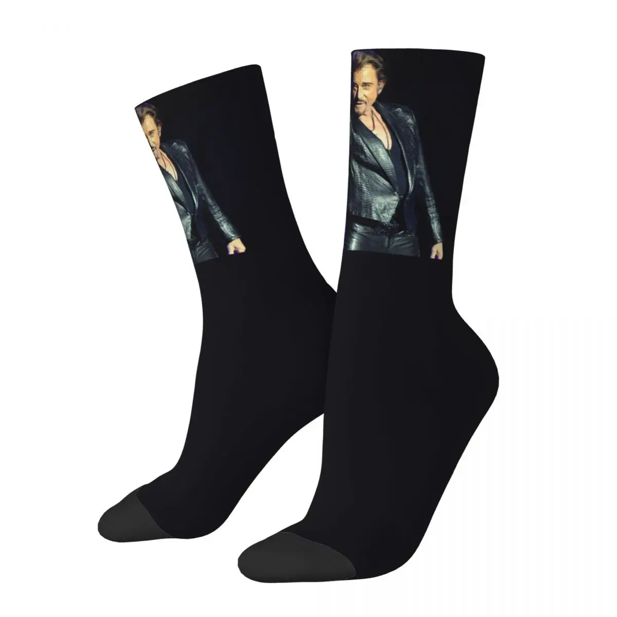 Johnny Hallyday Rock Star Socks Men's Women's Funny Happy Singer Socks High Quality Spring Summer Autumn Winter Socks Gift