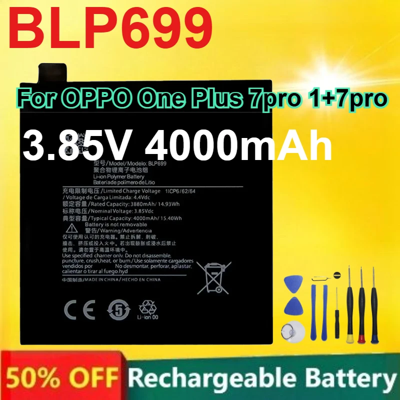 

BLP699 Polymer Lithium Battery Pack 3.85V 4000mAh for OPPO One Plus 7pro 1+7pro Phone Rechargeable Battery +tools