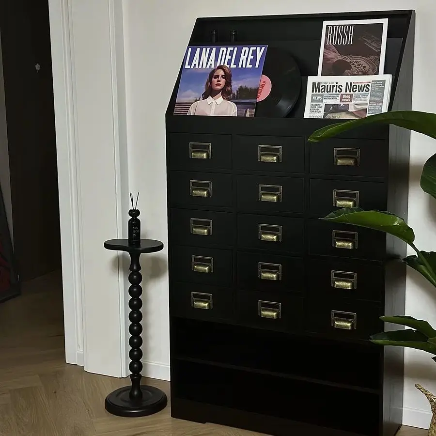 Medieval style living room bookcase multi-drawer decorative locker American retro magazine record chest